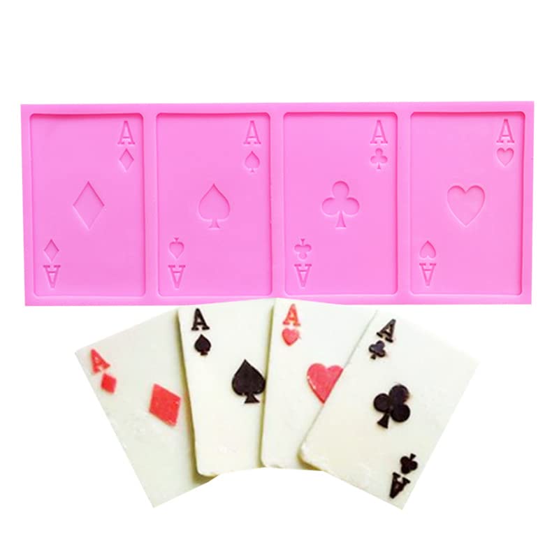 Guratapa 4 Aces Poker Cards King Fried Silicone Mold for DIY Fondant Candy Making Chocolate Molds Desserts Ice Cube Gum Clay Biscuit Plaster Resin Cupcake Topper Cake Decor Moulds - Image 4