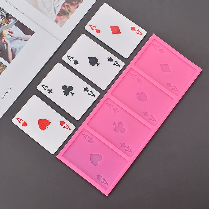 Guratapa 4 Aces Poker Cards King Fried Silicone Mold for DIY Fondant Candy Making Chocolate Molds Desserts Ice Cube Gum Clay Biscuit Plaster Resin Cupcake Topper Cake Decor Moulds - Image 3