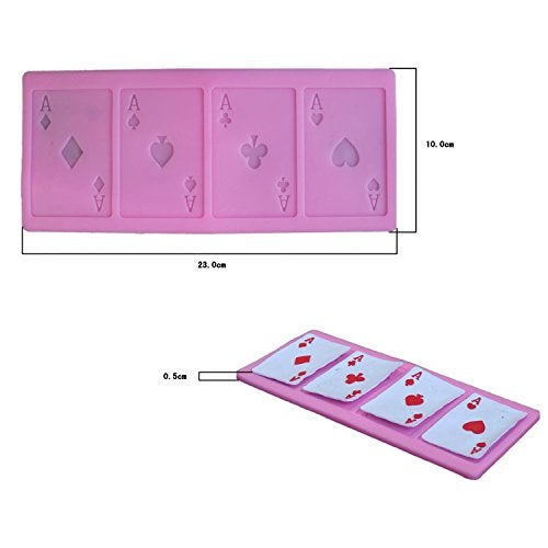 Guratapa 4 Aces Poker Cards King Fried Silicone Mold for DIY Fondant Candy Making Chocolate Molds Desserts Ice Cube Gum Clay Biscuit Plaster Resin Cupcake Topper Cake Decor Moulds - Image 1