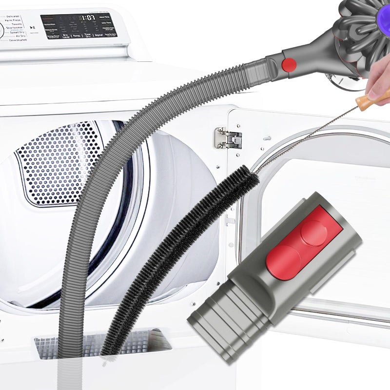 Sealegend 2 Pieces Dryer Vent Cleaner Kit Compatible with Dyson V7 V8 V10 V11 V15 or Higher Models and Dryer Lint Brush Vacuum Hose Attachment Power Lint Remover Refrigerator Coil Brush, Grey - Image 1