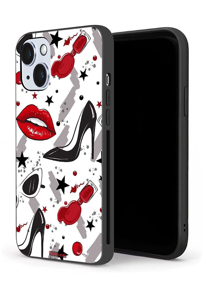 Tolwak Apple iPhone 14 Protective Case Lipstick And Shoes Art - Image 1