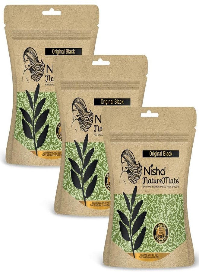 Nisha Nature Mate Henna Powder for Hair Colour, Original Black, (45g Pack of 3) Permanent Hair Color, Ammonia Free, 100% Grey Coverage, Herbal Hair Dye with Amla, Shikakai, Hibiscus & Aloe Vera - Image 1