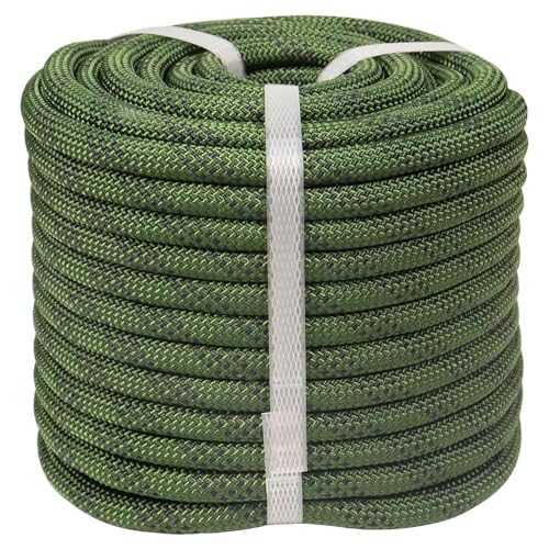 CRAYZA Double Braided Arborist Rope (1/2 in x 100 ft) Polyester Rope Bull Rope 48 Strands for Tree Work Climbing Pulling Swing Sailing, ArmyGreen/Black - Image 1