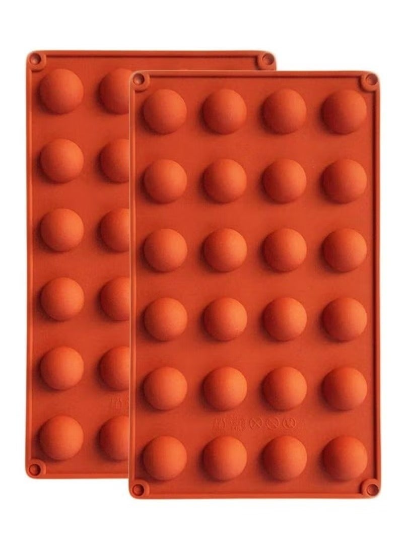 2 Set of 24-Cavity Mini Semicircle Silicone Molds for Fondant, Cake Decor, Chocolate, Gummy, Pudding, Ice Cubes  - Image 1