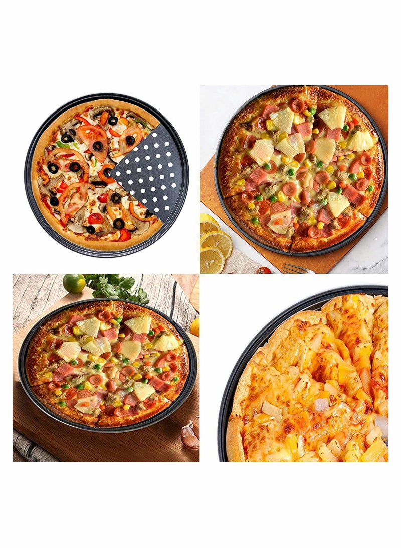 SYOSI Pizza Steel Pan For Oven Pizza Crisper Pan With Holes 12 Inch Non Stick Round Sheet Oven Tray Perforated Carbon Steel Pizza Bakeware For Home Restaurant Kitchen Baking - Image 5