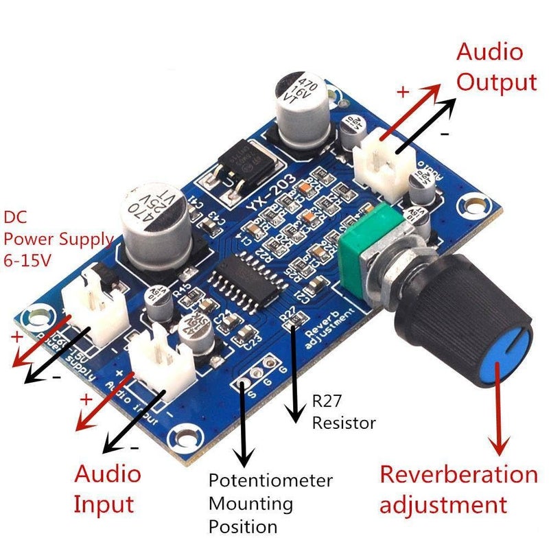 PT2399 Microphone Reverb Board Mono Preamp Effect Module DC Single Power Supply - Image 5
