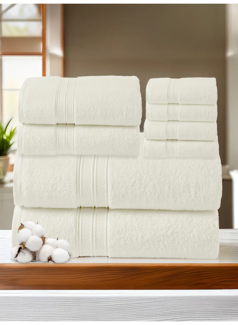 Donetella 8 Pcs Premium Towel Set - 2 Bath Towels, 2 Hand Towels & 4 Washcloths | 100% Combed Cotton 600 GSM | Quick Dry, Ultra-Absorbent, Thick & Plush | Ideal for Bath, Spa, Gym, Hotel & Everyday Luxury