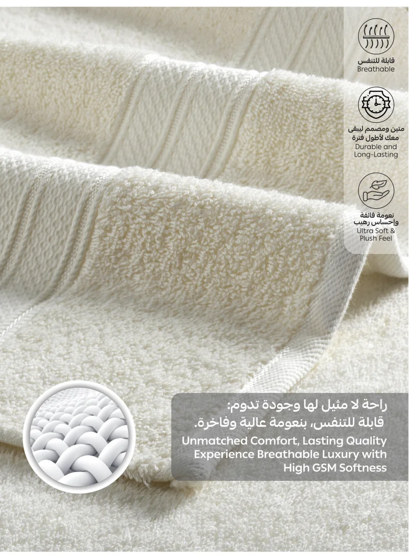 Donetella Ivory 8 Pcs Premium Towel Set - 2 Bath Towels, 2 Hand Towels & 4 Washcloths | 100% Combed Cotton 600 GSM | Quick Dry, Ultra-Absorbent, Thick & Plush | Ideal for Bath, Spa, Gym, Hotel & Everyday Luxury  | Best Price UAE