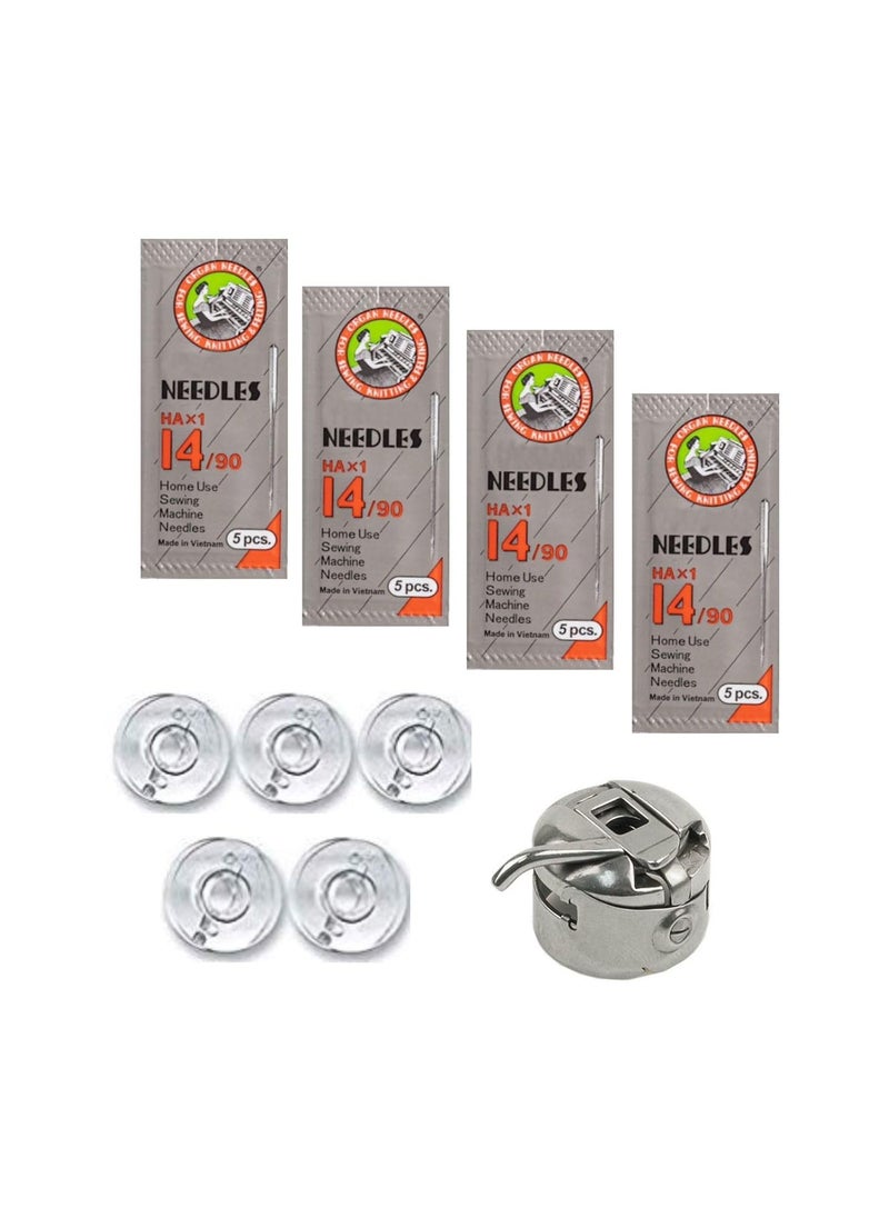 Zenith Zenith Combo of Original Needles Size NO HA 14 4 Packs 20 Needles 1 Zenith Premium Bobbin case 5 Zenith Bobbins Combo Works with All Automatic Home Use Machines  - Image 2