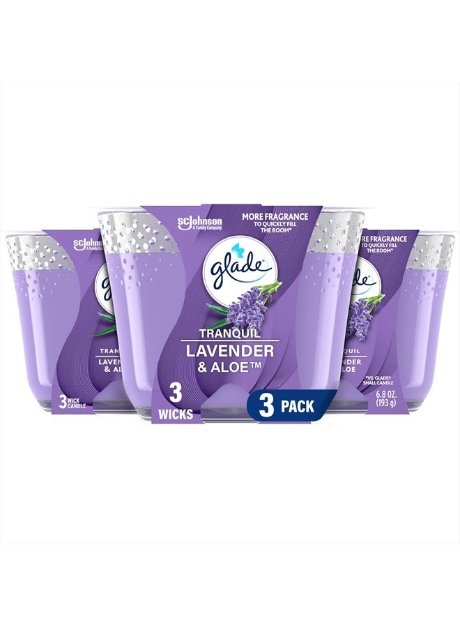 Glade Candle Tranquil Lavender & Aloe, Fragrance Candle Infused with Essential Oils, Air Freshener Candle, 3-Wick Candle, 6.8 Oz, 3 Count - Image 1