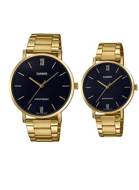 Quartz Black Dial Stainless Steel Couple Watch MTP/LTP-VT01G-1BUDF