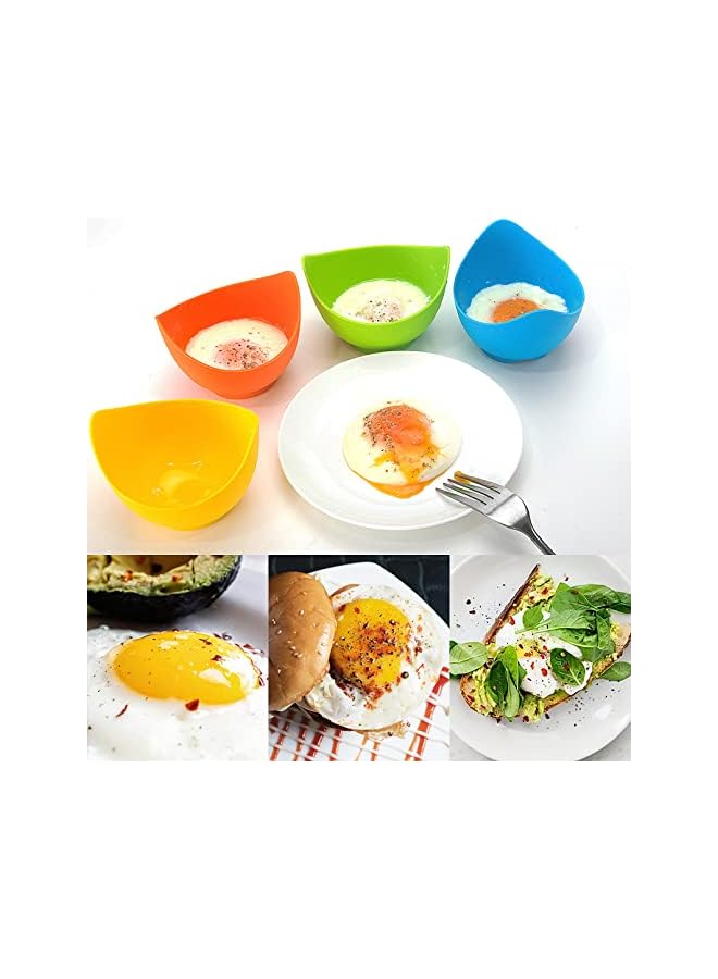 PROMASS أداة سلق البيض، عبوة من 4 قطع من السيليكون الملون لطهي البيض المسلوق مع فرشاة زيت إضافية، أداة سلق البيض للميكروويف والغلاية والبخار والمقلاة - Image 5