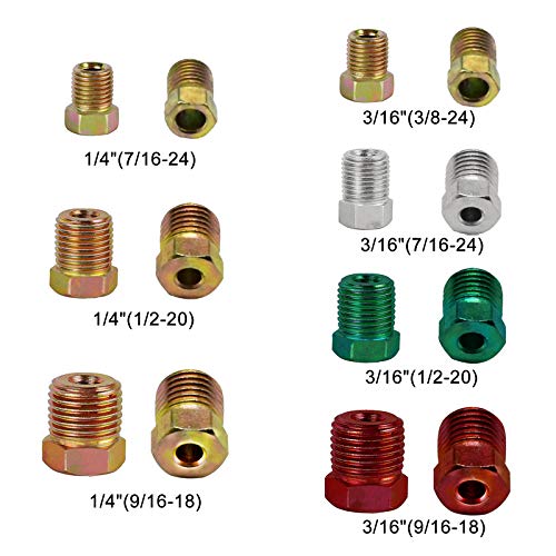 MuHize Brake Line Fitting Kit - 35 PCs SAE Inverted Flare Fittings for 3/16" & 1/4" Tube - Zinc Plated Steel, Compatible with Car/Truck/SUV Brake Lines (19pcs 3/16" + 16pcs 1/4") - Image 2