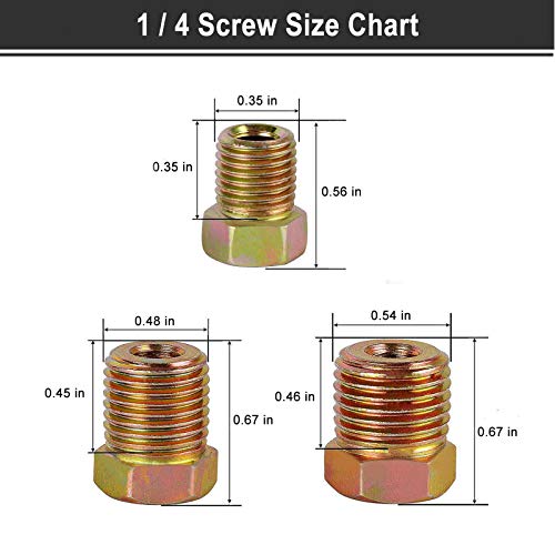 MuHize Brake Line Fitting Kit - 35 PCs SAE Inverted Flare Fittings for 3/16" & 1/4" Tube - Zinc Plated Steel, Compatible with Car/Truck/SUV Brake Lines (19pcs 3/16" + 16pcs 1/4") - Image 4