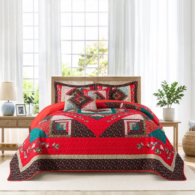 BEDIFANY Queen Size Quilt Set - Cotton Bedspreads Queen for Bed - Lightweight Farmhouse Queen Quilt Bedding Sets for All Seasons, 3 Pieces - Image 1