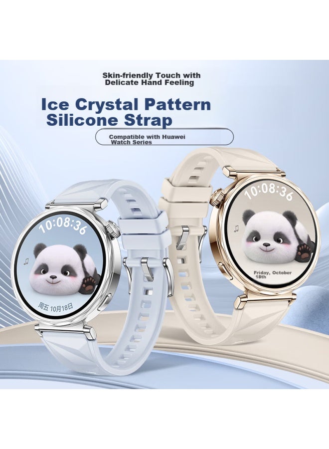 Tinker Xiaopijiang Compatible With Huawei Watch Band Gt5 Pro Ice Crystal Pattern Strap, Gt4/gt5 Women's Silicone Strap, 42/41mm Watch Face Universal Watch Band - Image 2