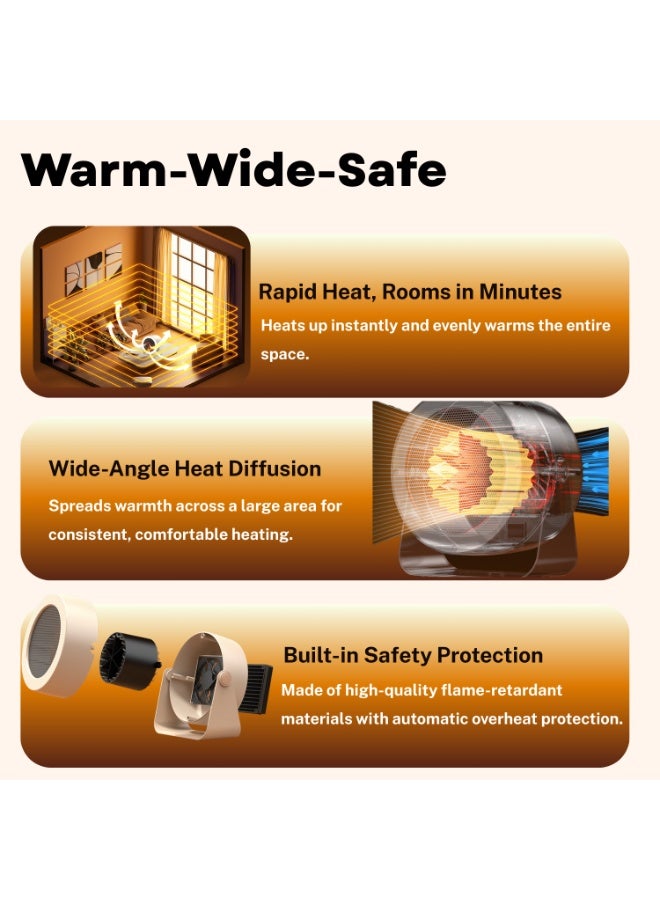 ناكسي فلاي **مدفأة كهربائية للغرفة بالكامل مع تذبذب ثلاثي الأبعاد**   تسخين سريع مع تحكم حراري (ترموستات)   آمنة وهادئة بشكل فائق - مثالية للاستخدام الداخلي في المنزل، الغرفة، والمكتب - Image 2