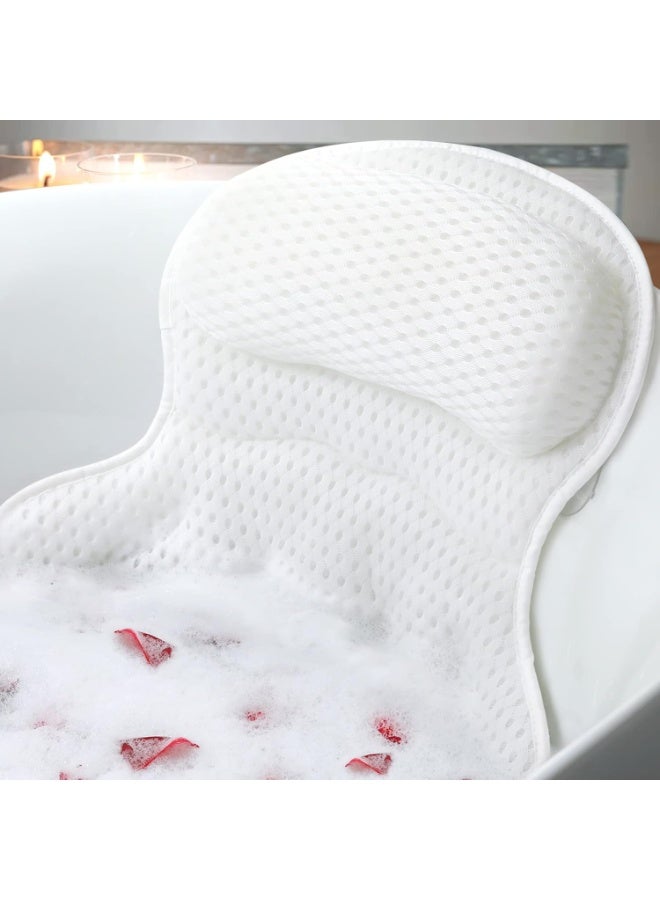 Bath Pillow Bathtub Pillow, Luxury Bath Pillows for Tub Neck and Back Support, Bath Tub Pillow Headrest with Soft 4D Mesh Fabric and Non-Slip Suction Cups, Relaxing Bath Accessories Spa Gifts  - Image 1
