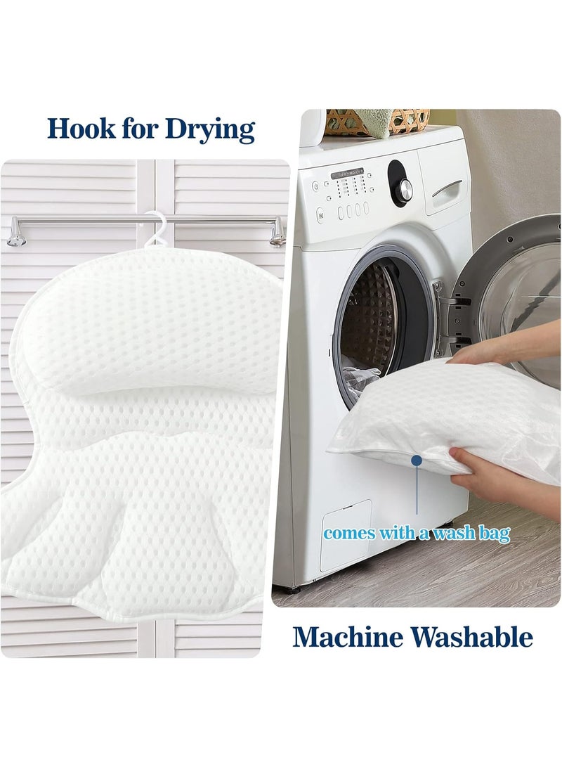 Bath Pillow Bathtub Pillow, Luxury Bath Pillows for Tub Neck and Back Support, Bath Tub Pillow Headrest with Soft 4D Mesh Fabric and Non-Slip Suction Cups, Relaxing Bath Accessories Spa Gifts  - Image 4