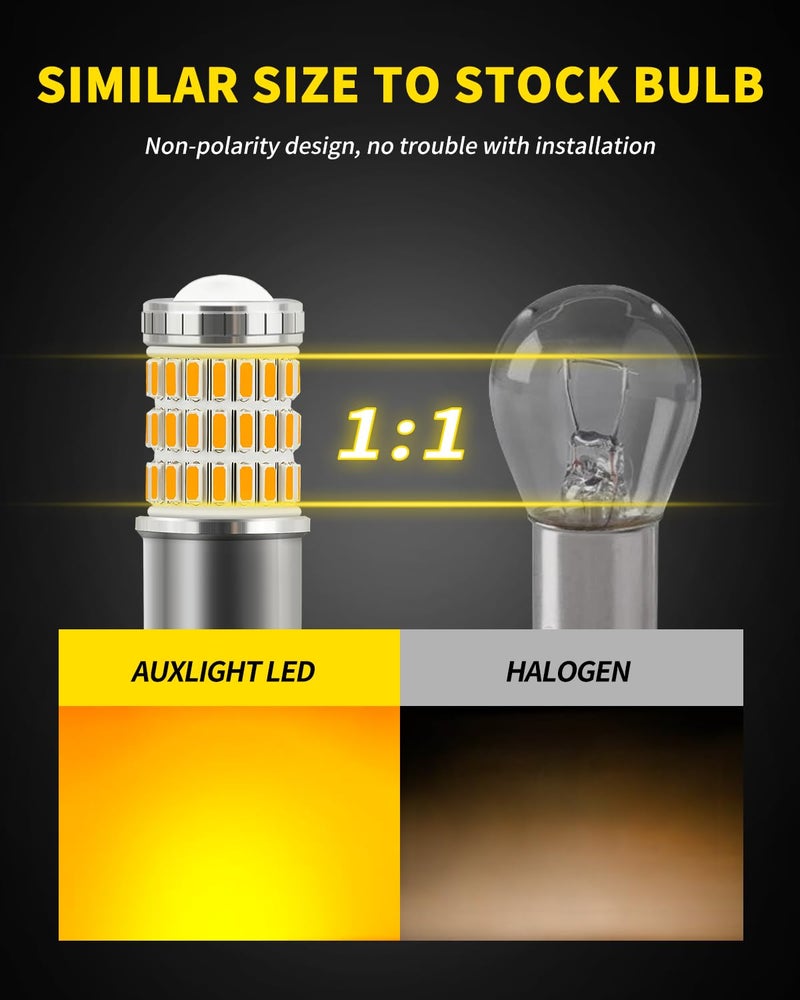 AUXLIGHT 1156 BA15S 1003 1141 7506 1156A LED Bulbs Amber Yellow, Ultra Bright 60-SMD LED Replacement for Blinker Lights, Turn Signal/Parking or Running Lights, Brake/Tail Lights (Pack of 2) - Image 4