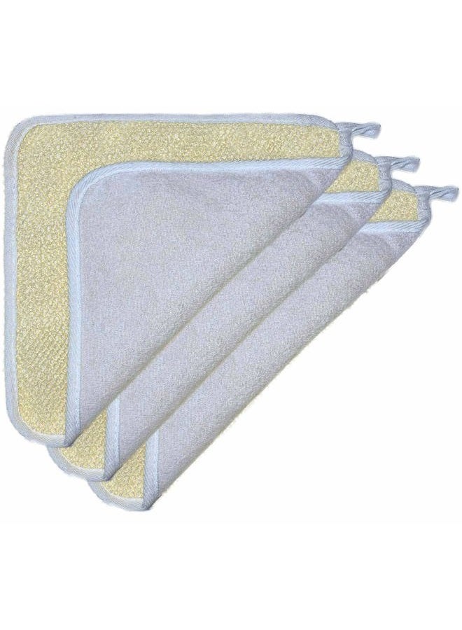 Mr.Cui'shop 3 pcs/set Soft Weave Home Spa Exfoliating Face and Body Wash Cloths, Dual-Sided With Exfoliating Scrub and Soft Terry Cloth - Shower Scrubber - Remove Dead Skin - Great for Skin Care in the Bath - Image 1