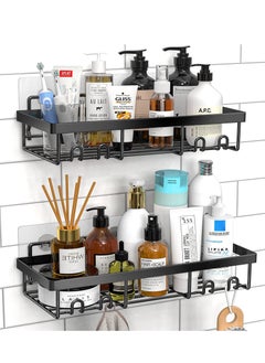 MIXDE Shower Caddy Shelf Organizer Rack Self Adhesive Black Bathroom Shelves Basket Home Wall Inside Organization and Storage Decor Accessories  - Image 1