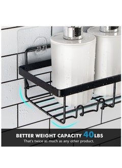 MIXDE Shower Caddy Shelf Organizer Rack Self Adhesive Black Bathroom Shelves Basket Home Wall Inside Organization and Storage Decor Accessories  - Image 5