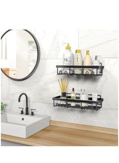 MIXDE Shower Caddy Shelf Organizer Rack Self Adhesive Black Bathroom Shelves Basket Home Wall Inside Organization and Storage Decor Accessories  - Image 2