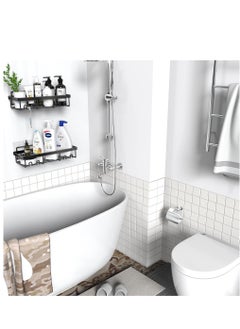 MIXDE Shower Caddy Shelf Organizer Rack Self Adhesive Black Bathroom Shelves Basket Home Wall Inside Organization and Storage Decor Accessories  - Image 3