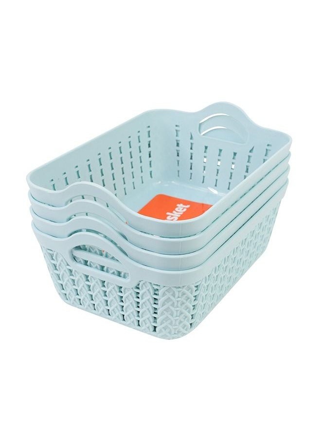 Yonovo Plastic Storage Basket 4 Piece Blue | Home & Kitchen | Storage & Organization | Baskets | Bins | Containers | Shelf Baskets | Pantry Storage | Bathroom Storage  - Image 1