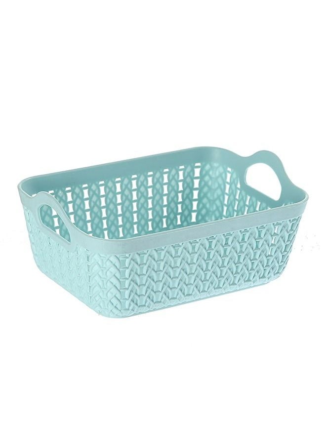 Yonovo Plastic Storage Basket 4 Piece Blue | Home & Kitchen | Storage & Organization | Baskets | Bins | Containers | Shelf Baskets | Pantry Storage | Bathroom Storage  - Image 2