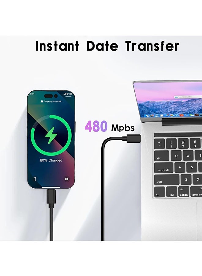 Wffo USB Charging Adapter Cable Kit - USB C to Lightning Adapter Kit - Conversion Set with USB C to Type C/USB A - 60W Fast Charging Cable - Fast Charging and Data Transfer for iPhone 16/15/14 - For Travel and In-Flight Use - Black - Image 5