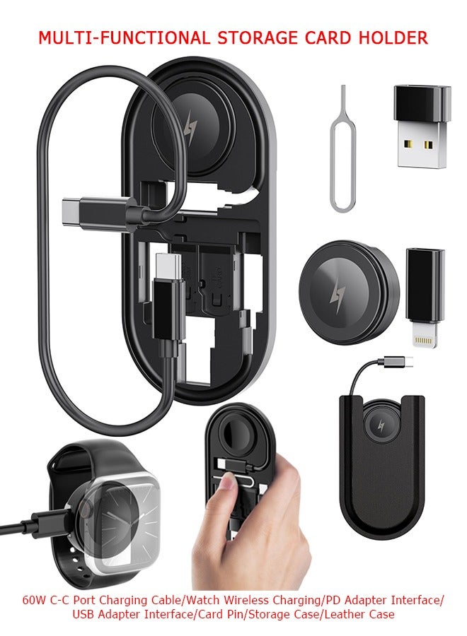 Wffo USB Charging Adapter Cable Kit - USB C to Lightning Adapter Kit - Conversion Set with USB C to Type C/USB A - 60W Fast Charging Cable - Fast Charging and Data Transfer for iPhone 16/15/14 - For Travel and In-Flight Use - Black - Image 1