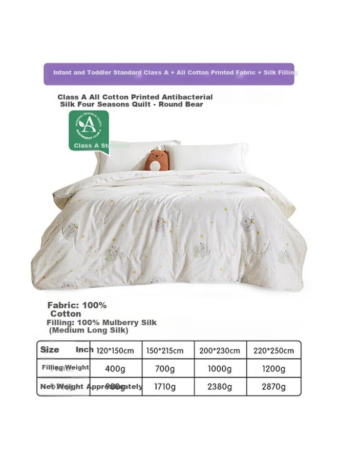 Luolaikids Teddy Bear Baby Class A Pure Cotton Antibacterial 100% Silk Quilt Spring And Autumn Quilt 5.7kg 220*250cm - Image 1