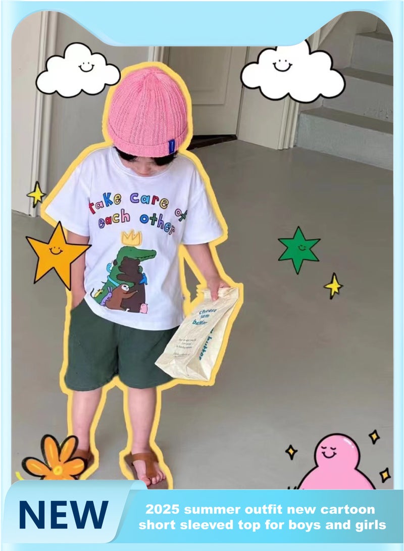 New 2025 summer children's clothing, cartoon short-sleeved tops for boys and girls, 3D light - up T-shirts  - Image 1
