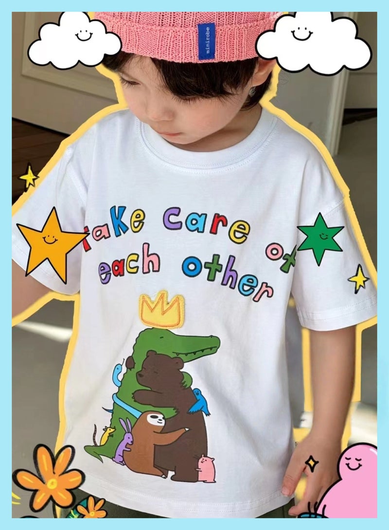 New 2025 summer children's clothing, cartoon short-sleeved tops for boys and girls, 3D light - up T-shirts  - Image 2