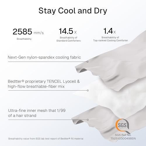 Bedtter Cooling Comforter King Size - Cooling Blankets for Hot Sleepers, Lightweight Comforter for Summer with Dual-Sided Cool Tech, Soft Breathable Cold Blanket for Sleeping, 106x90 Inches, Grey - Image 3