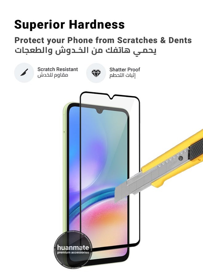 2 Pieces Samsung Galaxy A05s Screen Protector – Premium Edge to Edge Tempered Glass, High Transparency, Delicate Touch, Anti-Explosion, Smooth Arc Edges, Easy Installation