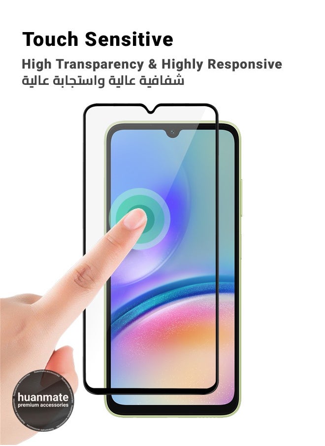2 Pieces Samsung Galaxy A05s Screen Protector – Premium Edge to Edge Tempered Glass, High Transparency, Delicate Touch, Anti-Explosion, Smooth Arc Edges, Easy Installation