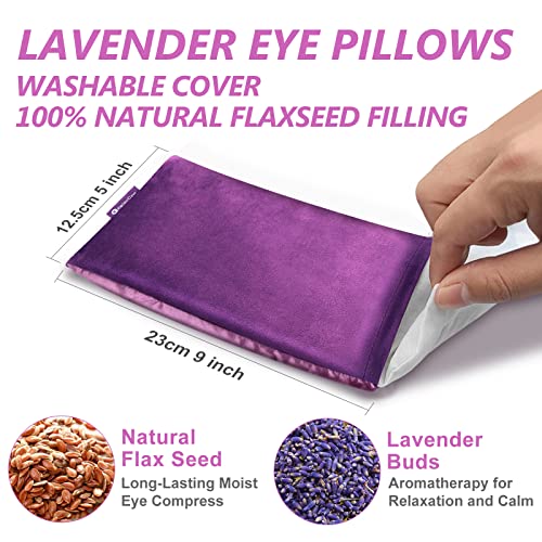 RelaxCoo Lavender Eye Pillow for Relaxation, Yoga, Sleeping, Weighted Eye Mask Heated for Headache, Sinus, Dry Eye Relief, Moist Heat Eyes Compress, Meditation Accessories with Aromatherapy, Pack of 4 - Image 3