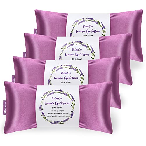 RelaxCoo Lavender Eye Pillow for Relaxation, Yoga, Sleeping, Weighted Eye Mask Heated for Headache, Sinus, Dry Eye Relief, Moist Heat Eyes Compress, Meditation Accessories with Aromatherapy, Pack of 4 - Image 1