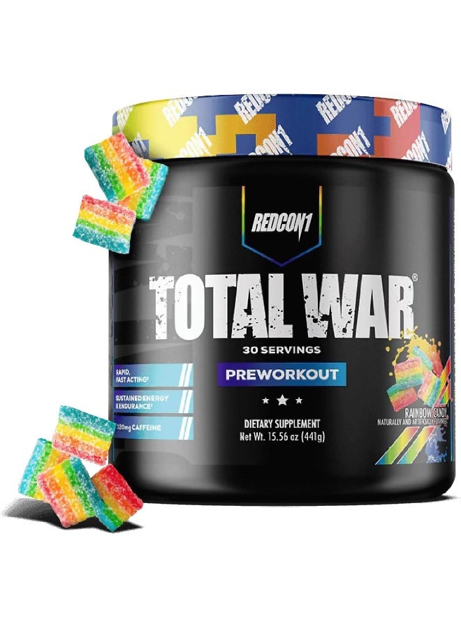 Redcon1 Total War Pre Workout, 30 Servings Rainbow Candy - Image 1