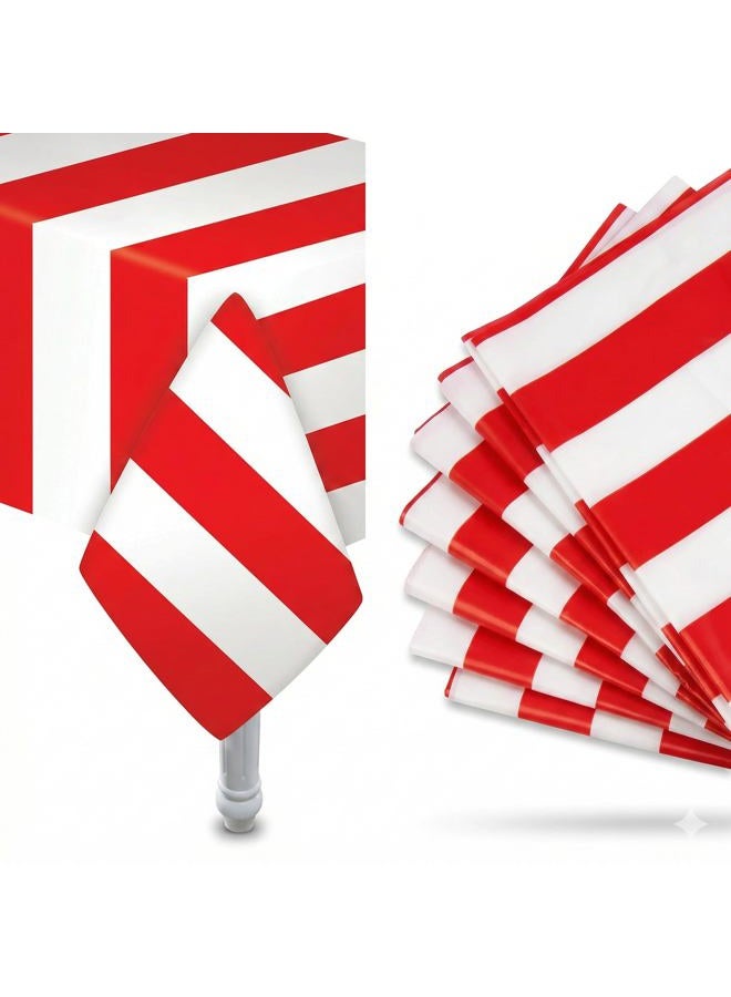 Oojami Red & White Stripes Carnival Theme Party Tablecover Pack of 6 - Image 1