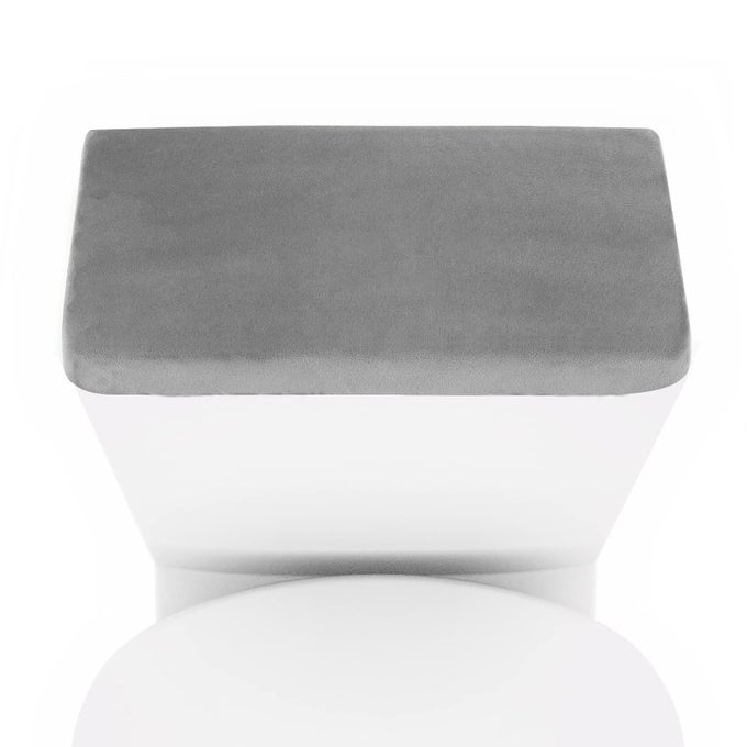 STRETCH VELVET TOILET TANK LID COVER FOR BATHROOM SUPER SOFT TOILET TANK COVER LUXURY VELVET PLUSH WITH ELASTIC BOTTOM MACHINE WASH GREY