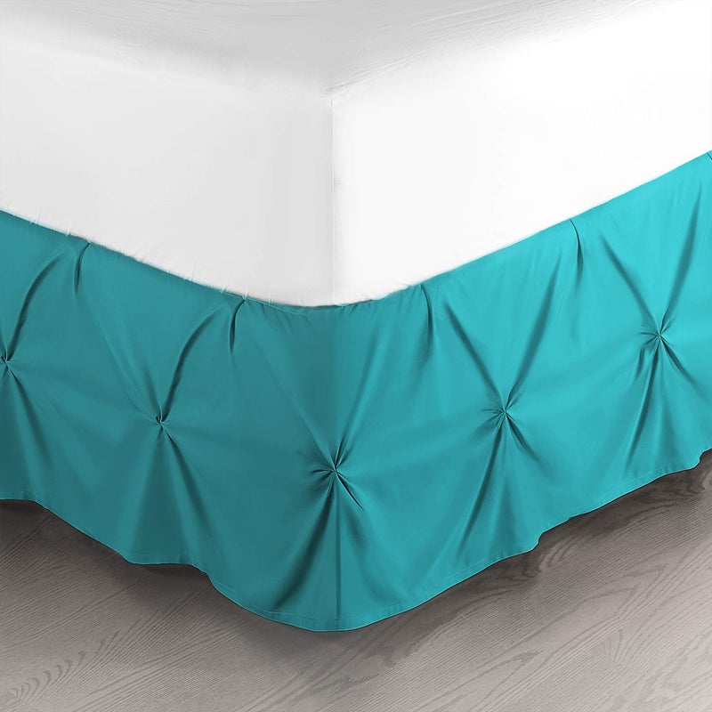 Nestl Nestl Teal Bed Skirt Queen Size Pinch Pleat Queen Bed Skirt 14 Inch Drop Queen Bedskirt Hotel Quality Teal Bed Skirts Premium Microfiber Bedskirt for Queen Bed Teal Queen Bed Skirt 