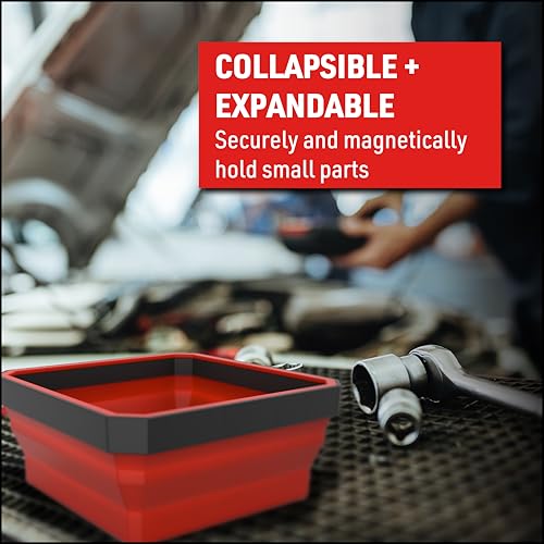 E-Z Red EZRED - EZR-BCK18 EZTRAY Magnetic Collapsible Parts Tray Organizer, Made of Silica and ABS, For Tool Parts, Set of 3 - Image 4