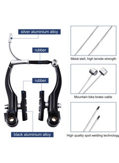 Excefore V Bike Brakes Set, 2 Sets Universal Complete Bike Brakes, Mountain Bike Replacement for Most Bicycle, Road Bike Brakes Cables with Front Back Wheels End Caps, End Ferrules, Black  - Image 3