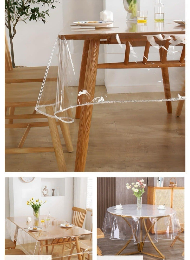 مفرش طاوله|شفاف|غطاء طاولة شفاف|مفرش طاولة طعام |شفاف مقاوم للماء والزيت من مادة البولي فينيل كلوريد بسمك 0.13 مم، مفرش طاولة قهوة، مفرش طاولة تلفزيون 140 سم × 180 سم - Image 1