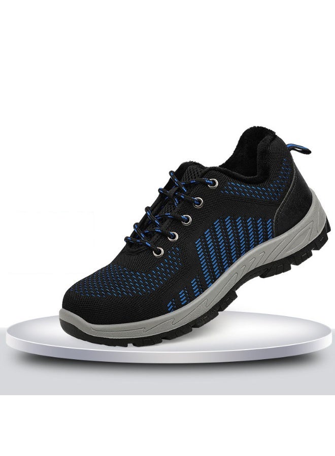 NIBEMINENT Fleece-lined Safety Shoes Fleece-lined Thickened Warm Steel Toe Protective Shoes Safety Sneakers Work Construction Work Shoes - Image 1
