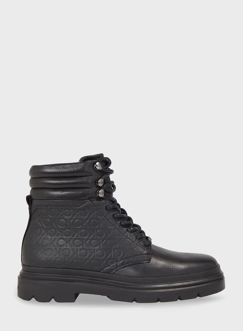 CALVIN KLEIN Monogram Combat Boots